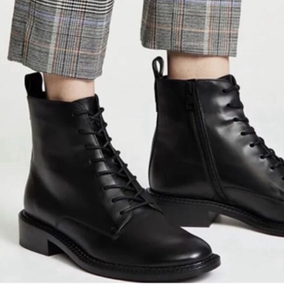 Vince Shoes - Vince Cooper Leather Lace-Up Bootie in Black, New, Size 7.5